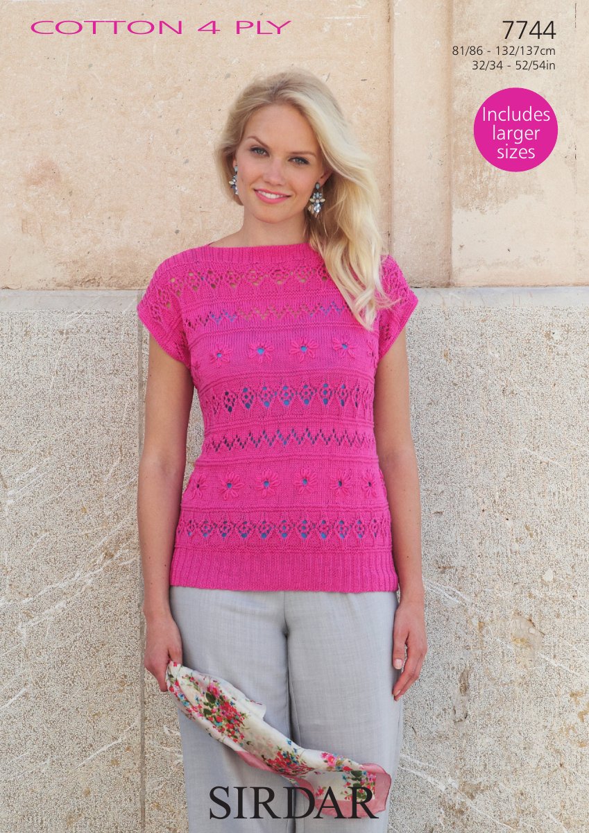 Sirdar 7744 Top in Cotton 4 Ply pattern cover