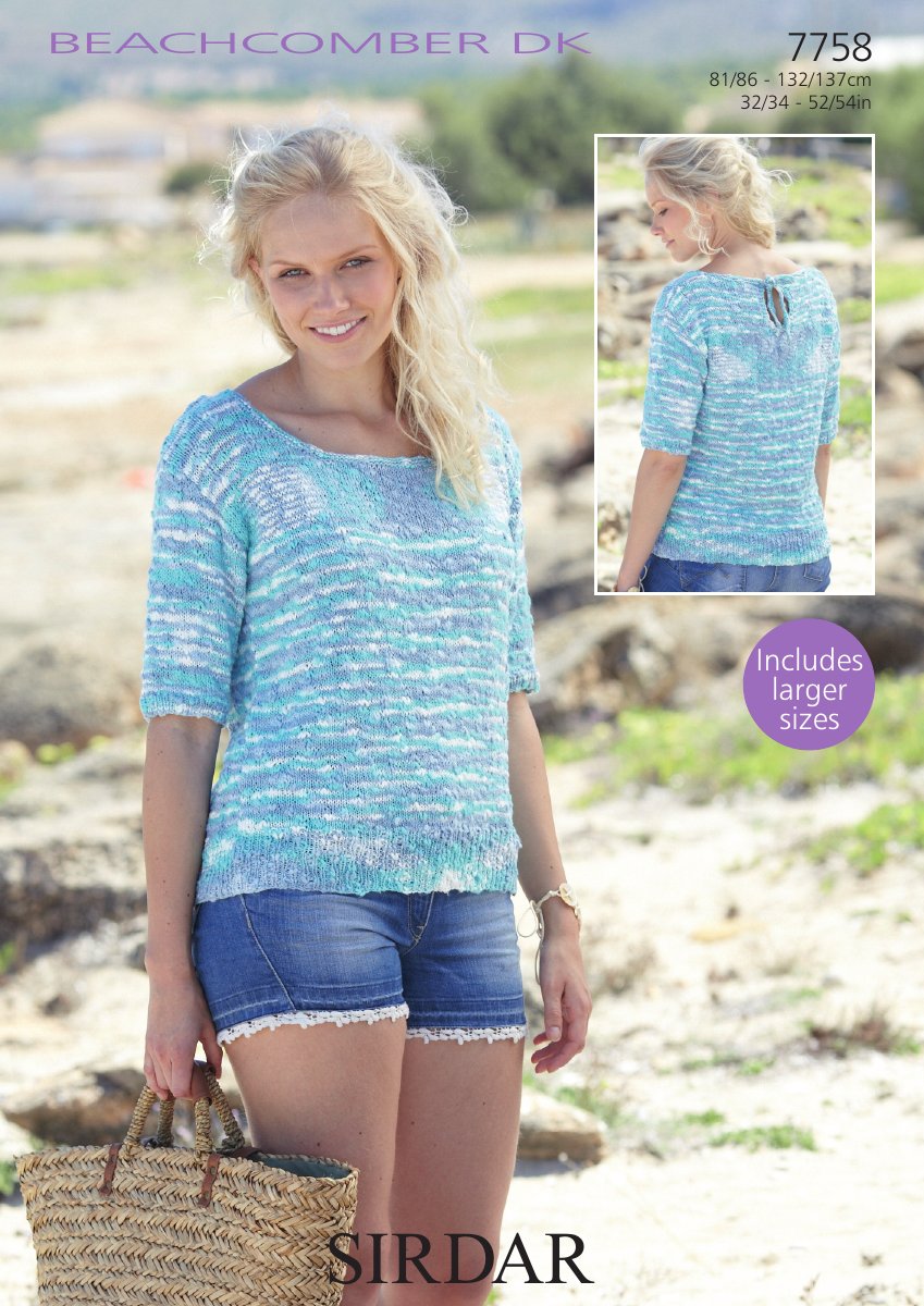Sirdar 7758 Top in Beachcomber DK pattern cover