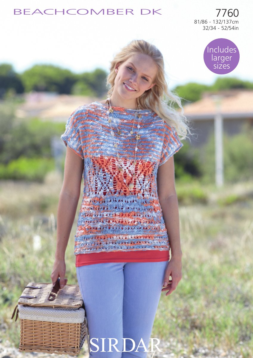 Sirdar 7760 Top in Beachcomber DK pattern cover