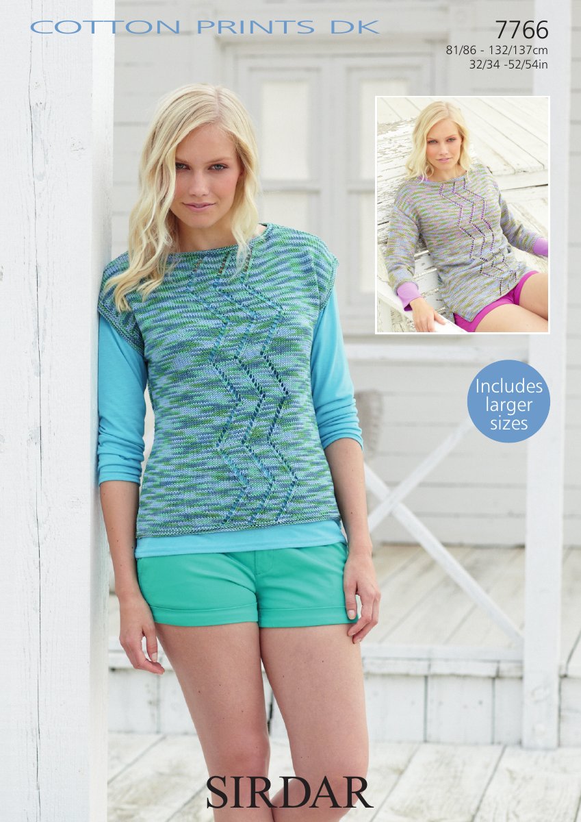 Sirdar 7766 Tops in Cotton Prints DK pattern cover
