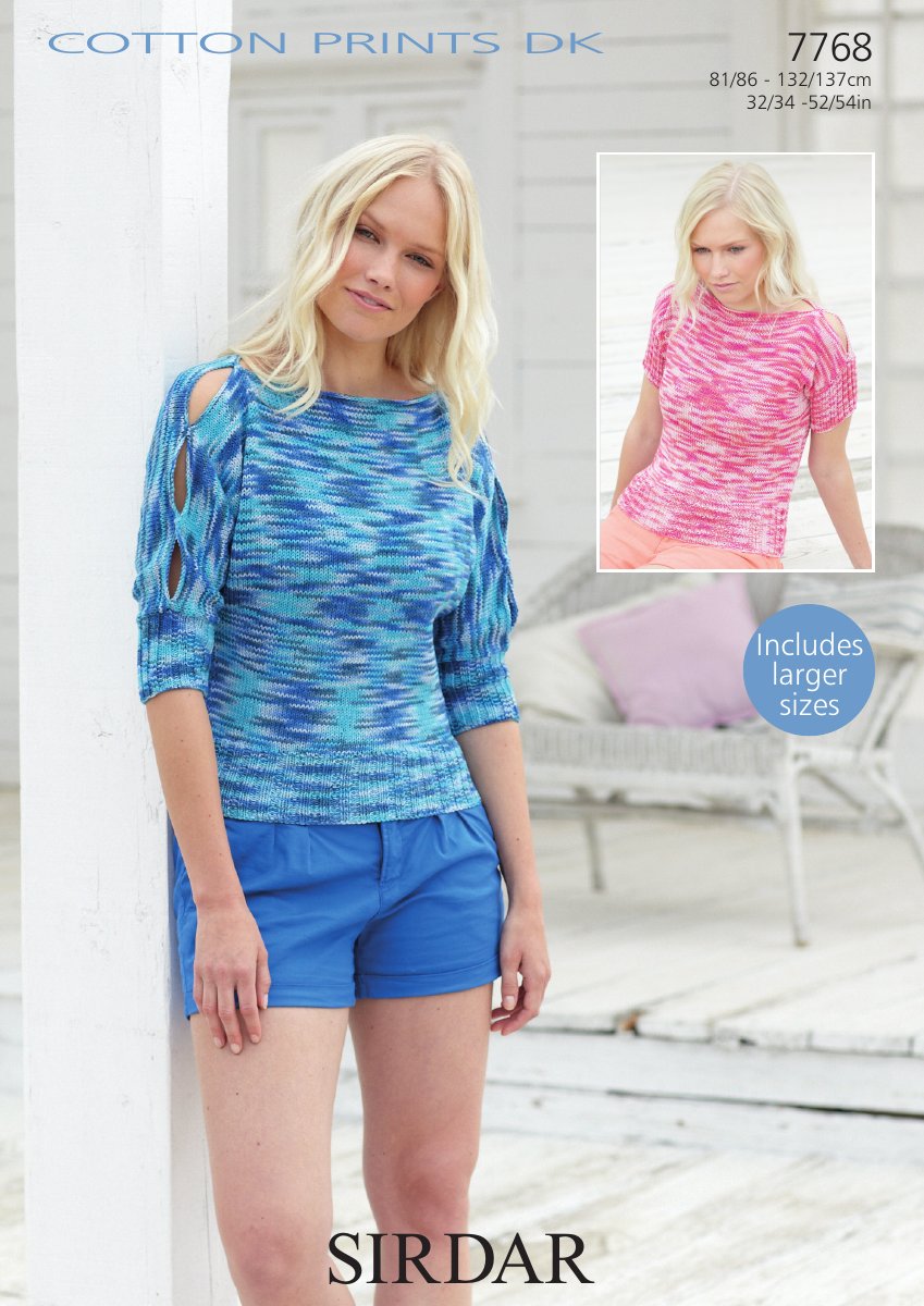 Sirdar 7768 Tops in Cotton Prints DK pattern cover