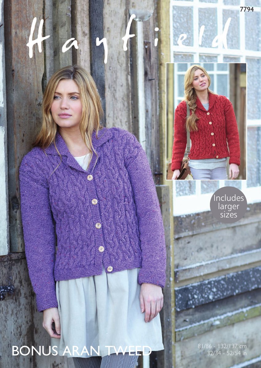Hayfield 7794 Jackets in Bonus Aran Tweed pattern cover