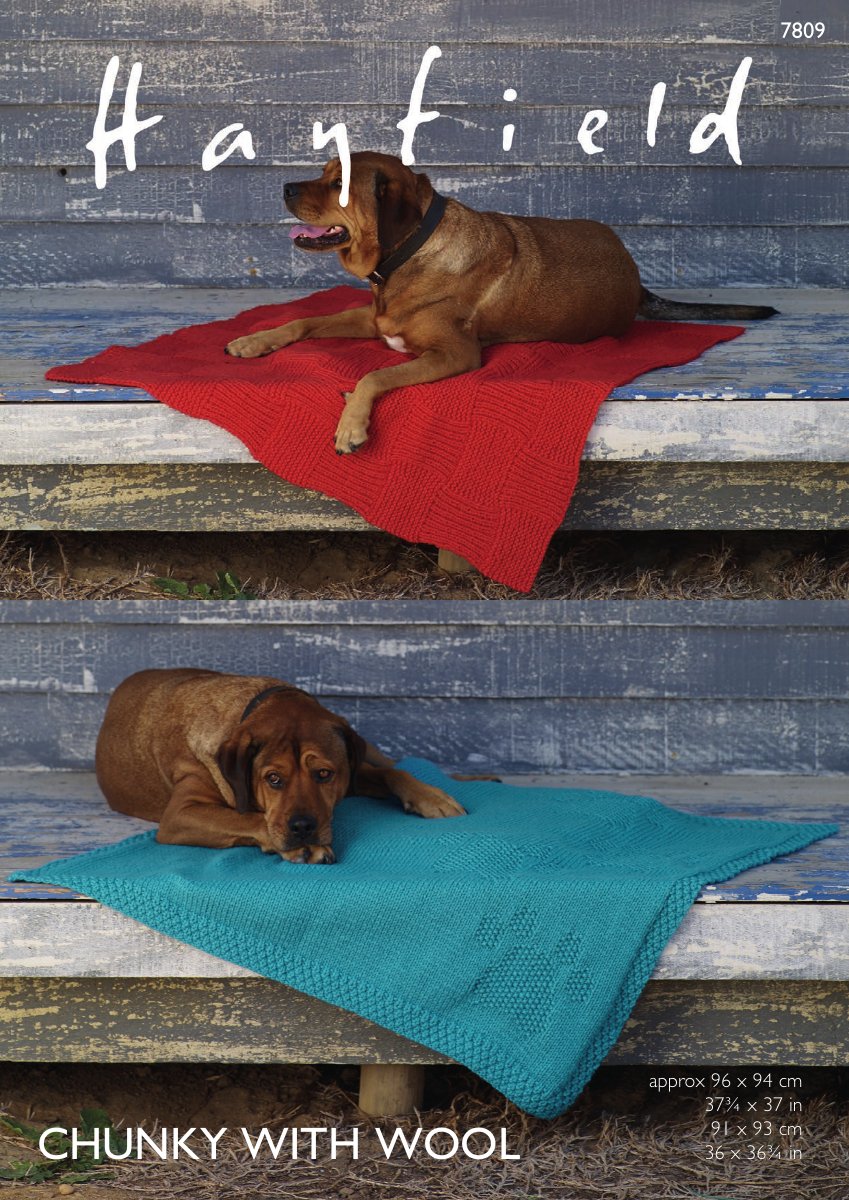 Hayfield 7809 Dog Blankets in Chunky with Wool pattern cover