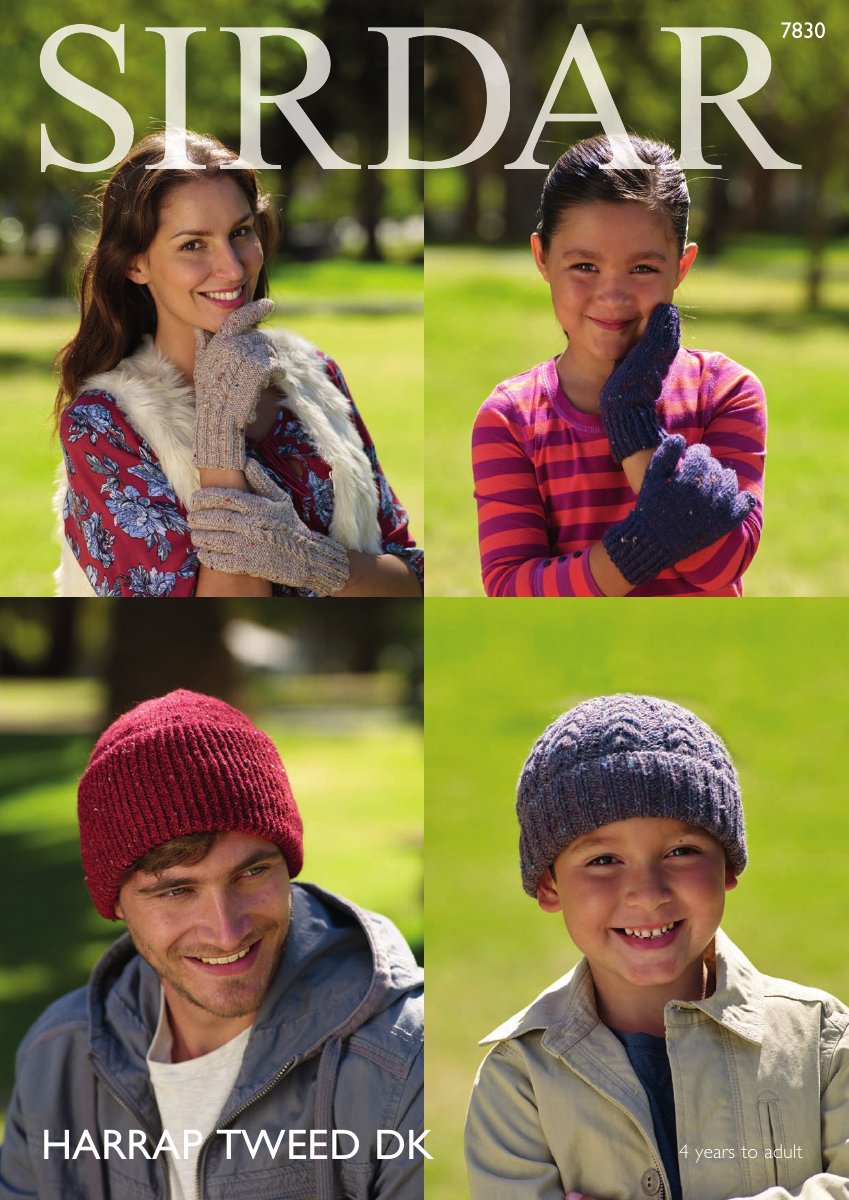 Sirdar 7830 Gloves & Hats in Harrap Tweed DK pattern cover