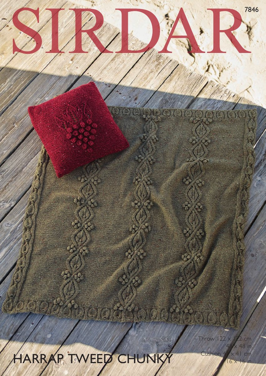 Sirdar 7846 Throw in Harrap Chunky Tweed pattern cover