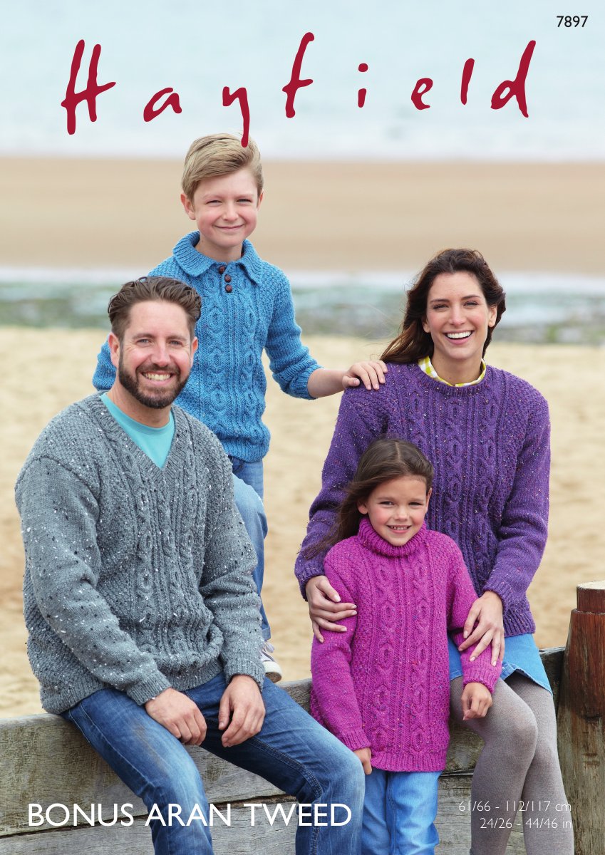 Hayfield 7897 Sweaters in Bonus Aran Tweed pattern cover