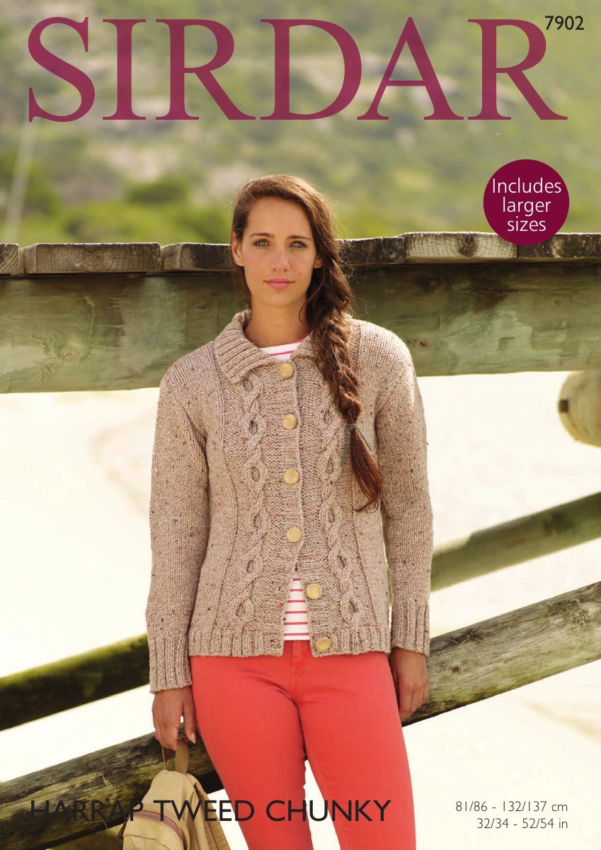 Sirdar 7902 Cardigan in Harrap Chunky Tweed pattern cover