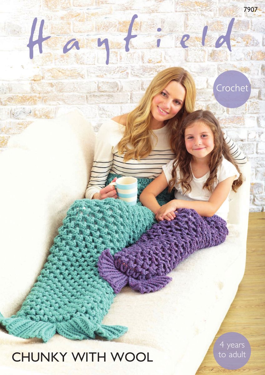 Hayfield 7907 Mermaid Tail in Chunky with Wool pattern cover