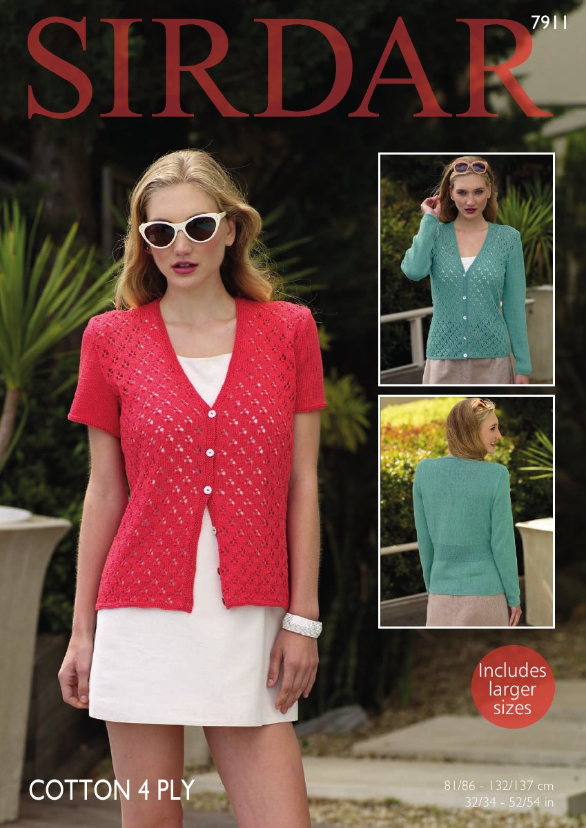 Sirdar 7911 Cardigans in Cotton 4 Ply pattern cover