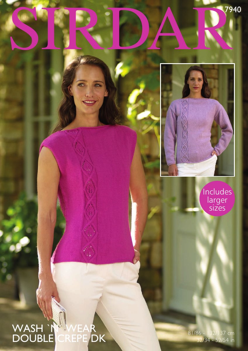 Sirdar 7940 Long Sleeved & Sleevless Tops in Wash n Wear DC DK pattern cover