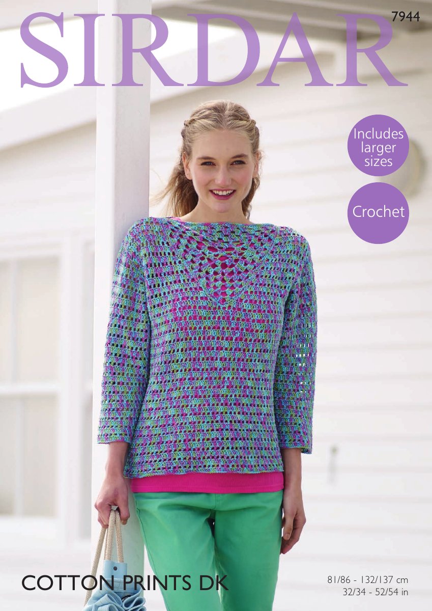Sirdar 7944 Top in Cotton Prints DK pattern cover