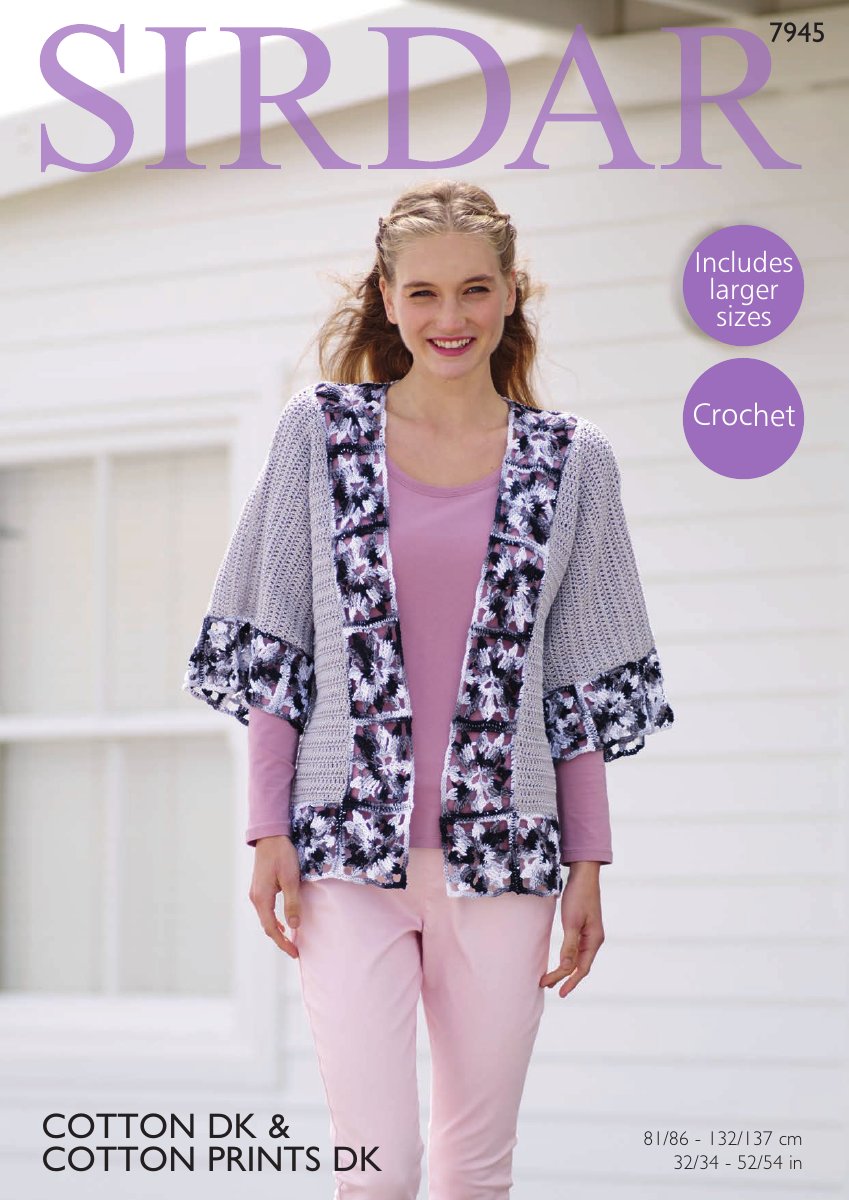 Sirdar 7945 Kimono in Cotton Prints DK pattern cover