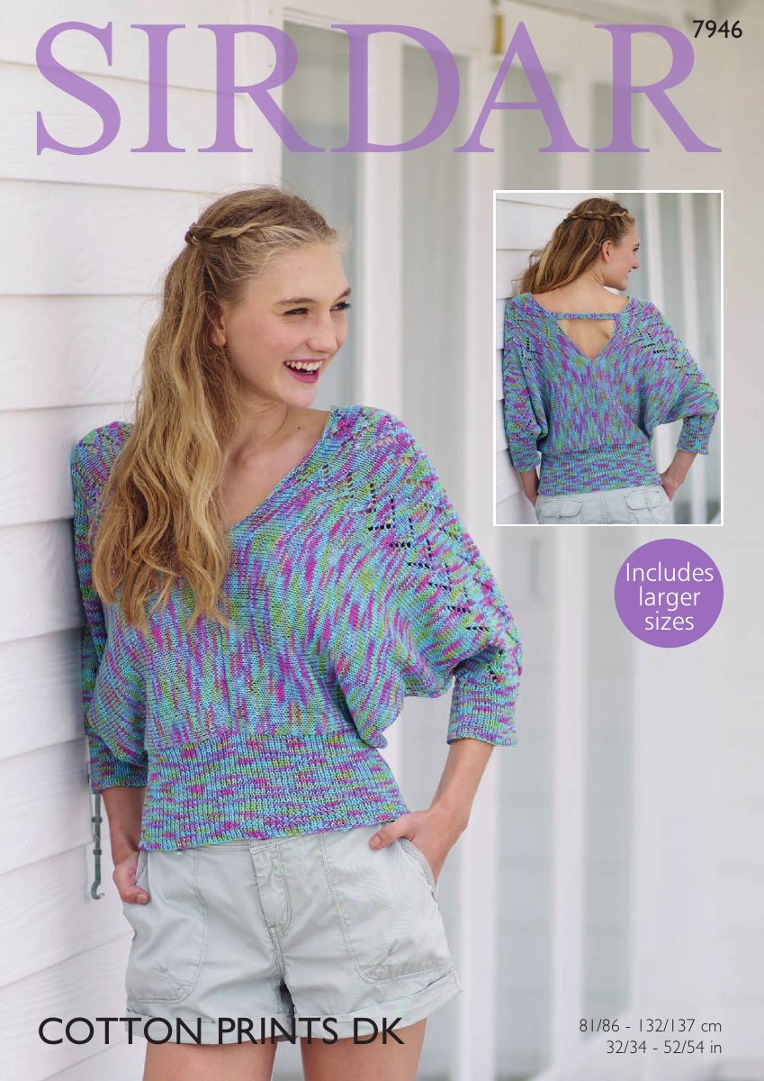 Sirdar 7946 Sweater in Cotton Prints DK pattern cover