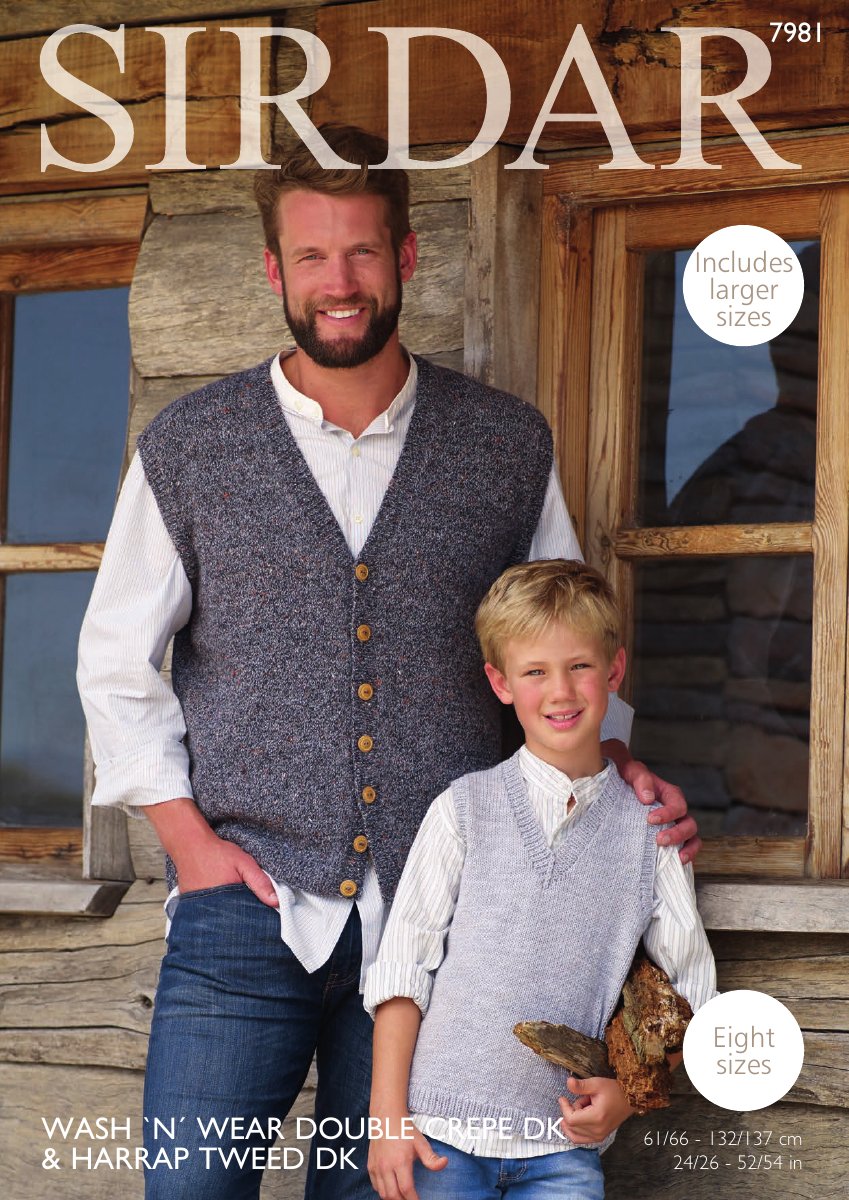 Sirdar 7981 Waistcoat in Wash n Wear DC DK pattern cover