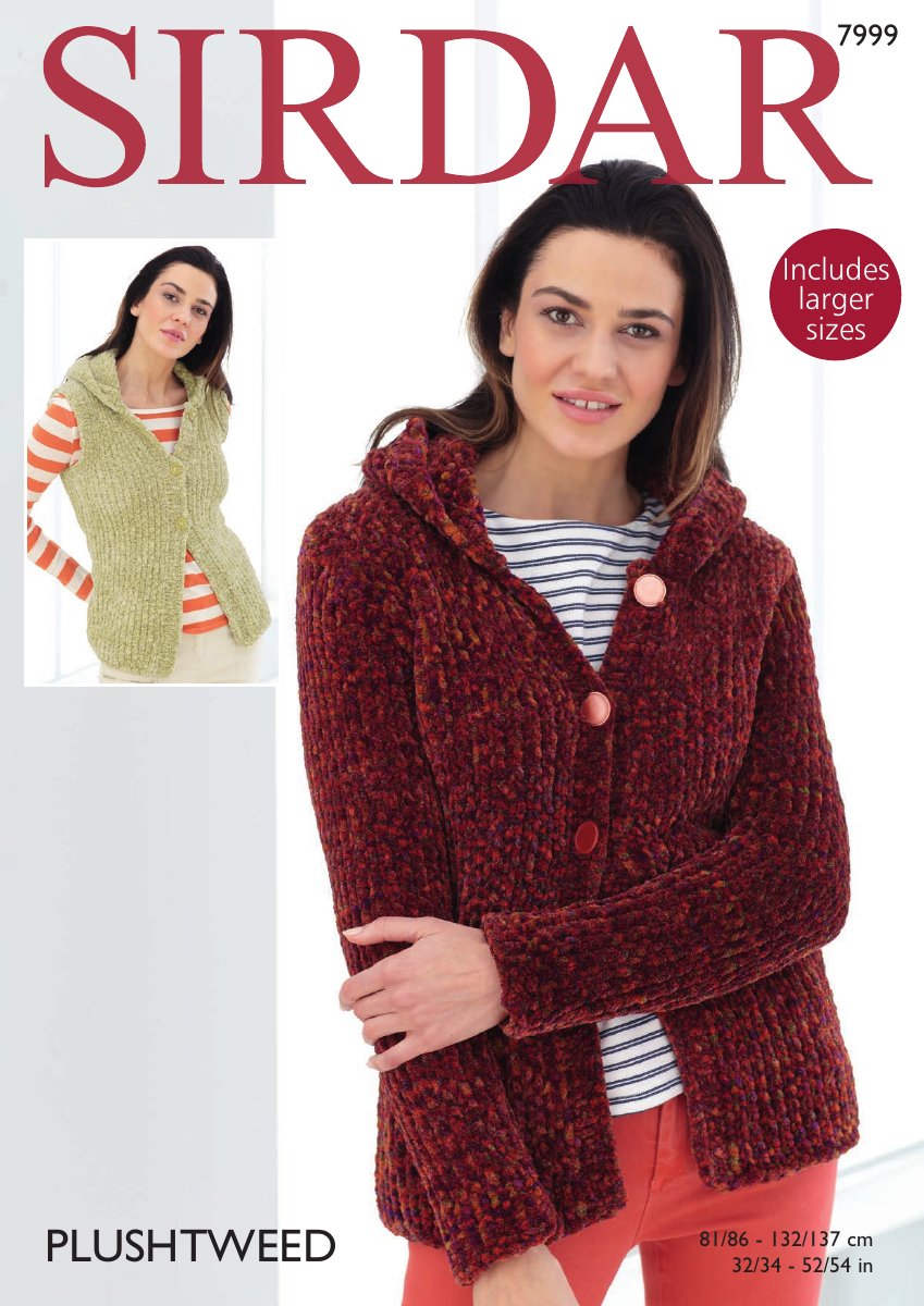 Sirdar 7999 Hooded Jacket & Waistcoat in Plushtweed pattern cover