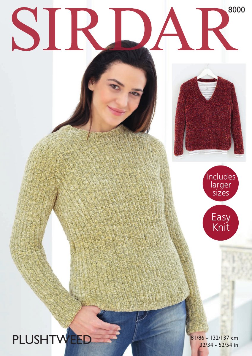 Sirdar 8000 Sweaters in Plushtweed pattern cover