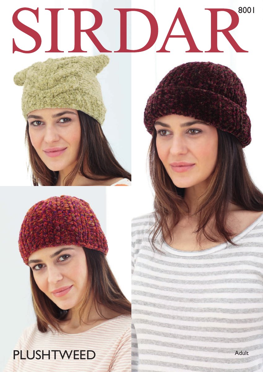 Sirdar 8001 Hats in Plushtweed pattern cover