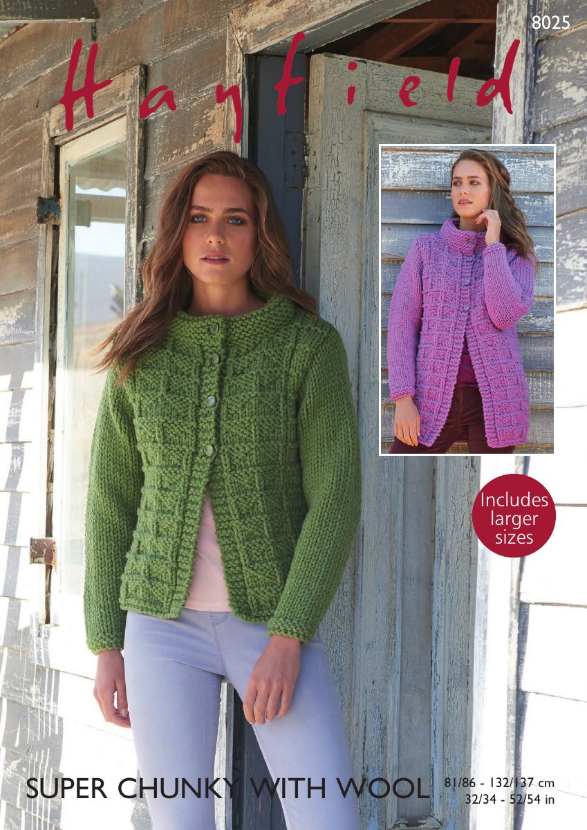 Hayfield 8025 Woman's Jacket in Super Chunky with Wool pattern cover