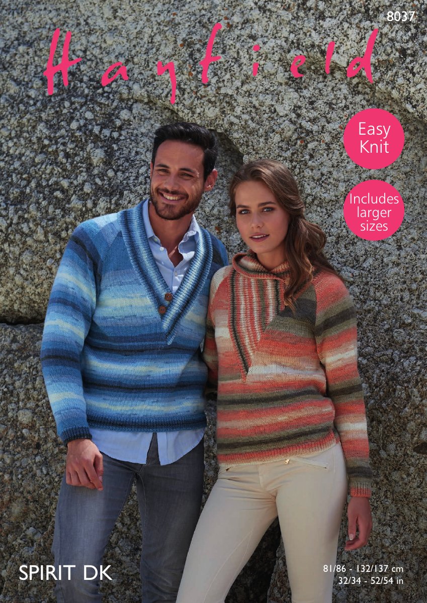 Hayfield 8037 His & Her Sweaters in Spirit DK pattern cover