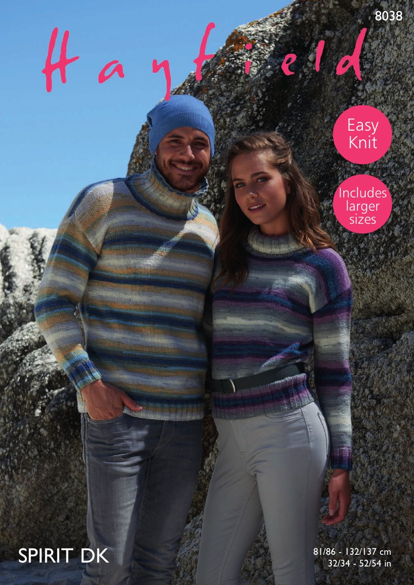 Hayfield 8038 Sweaters in Spirit DK pattern cover
