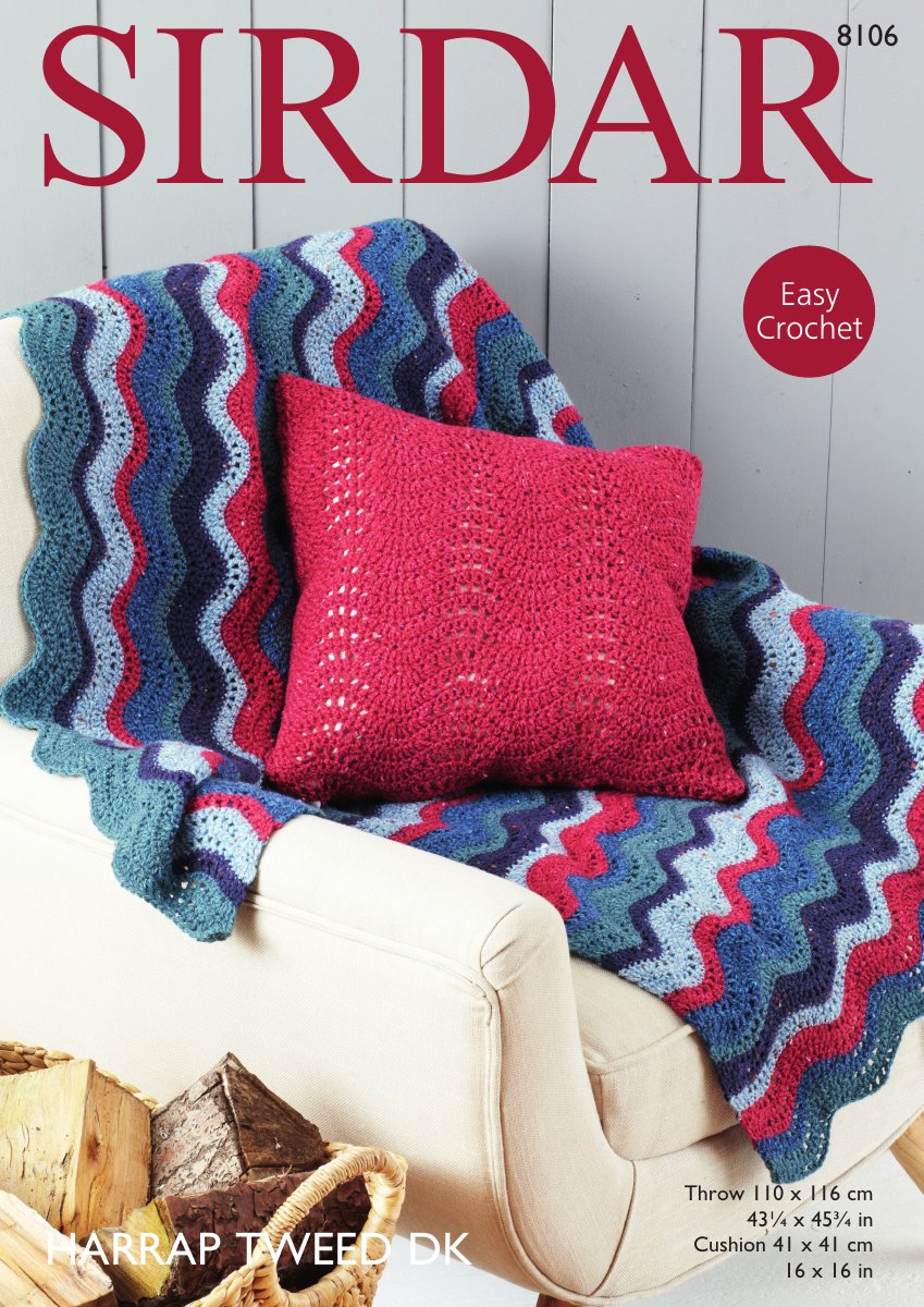 Sirdar 8106 Throw in Harrap Tweed DK pattern cover