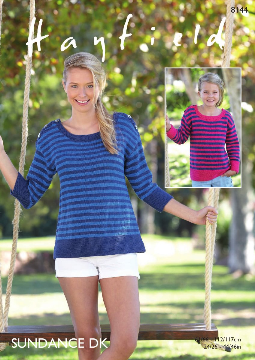 Hayfield 8144 Tops in Sundance pattern cover