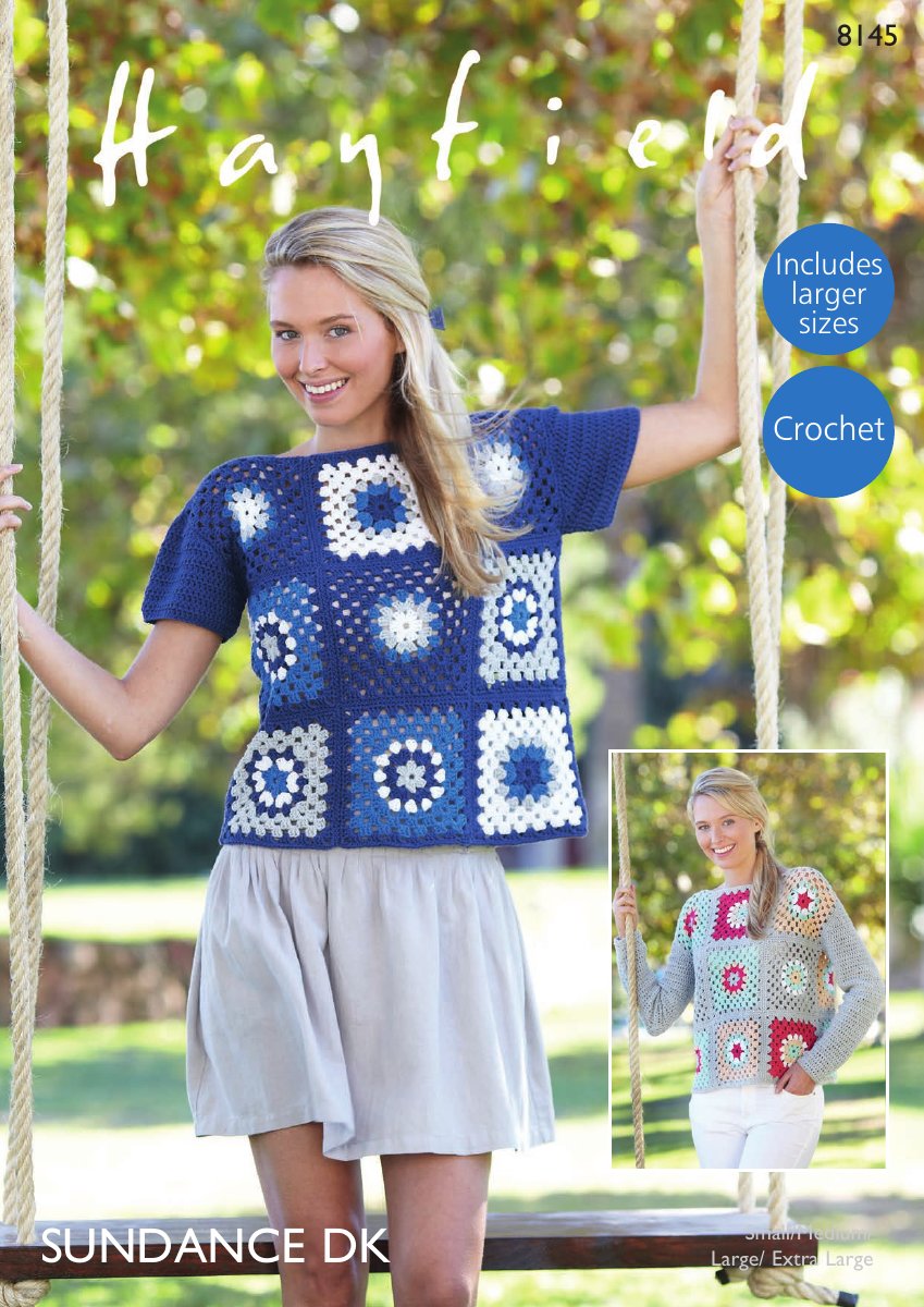 Hayfield 8145 Tops in Sundance pattern cover