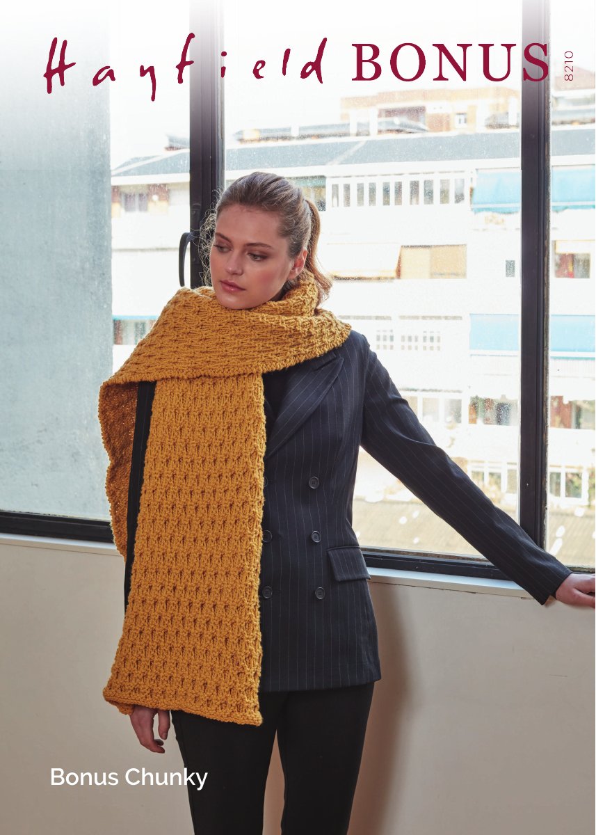 Hayfield 8210 Scarf in Bonus DK pattern cover