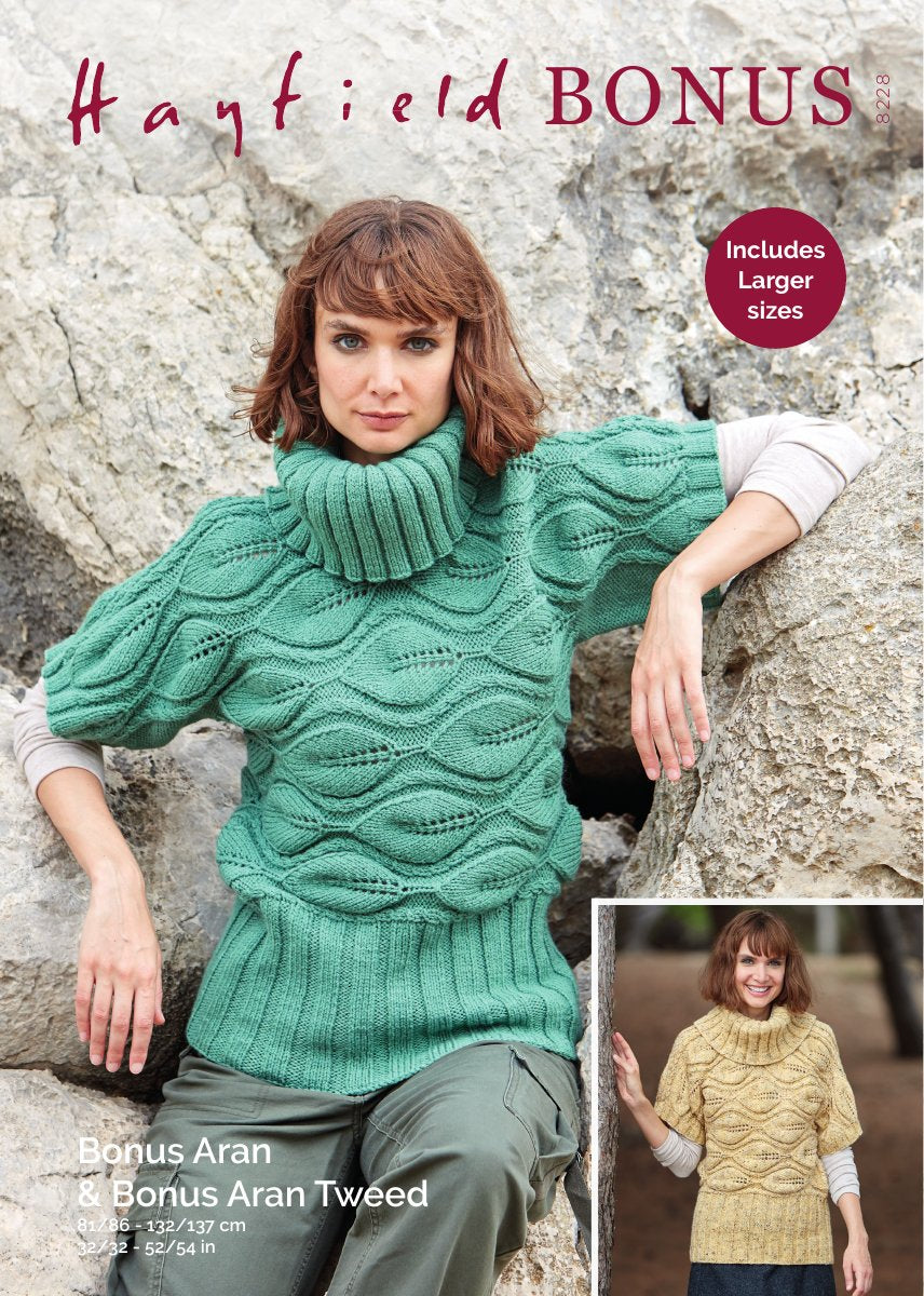 Hayfield 8228 Sweater in Bonus Aran Tweed pattern cover