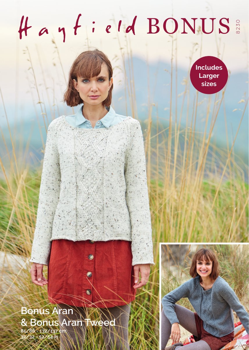 Hayfield 8230 Sweater in Bonus Aran Tweed pattern cover