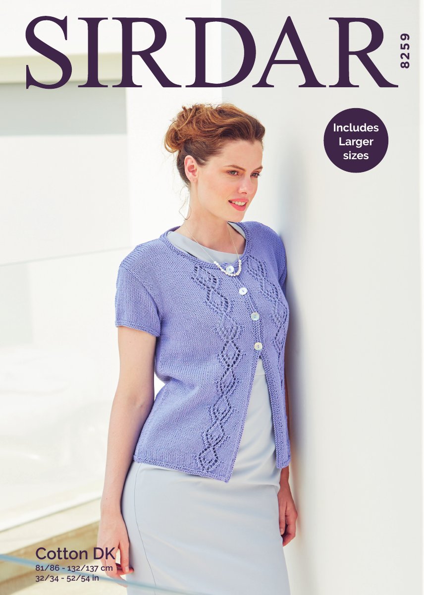 Sirdar 8259 Cardigan in Cotton DK pattern cover
