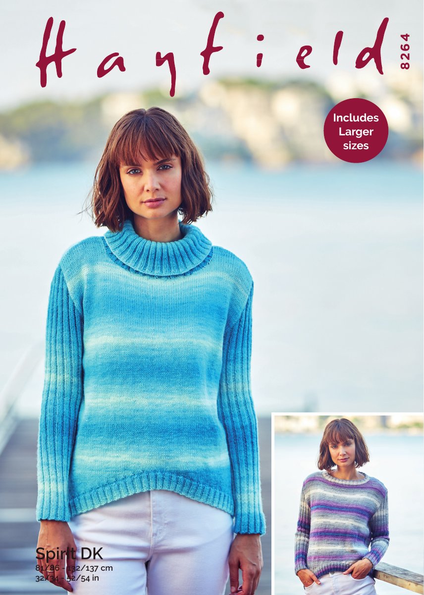 Hayfield 8264 Sweaters in Spirit DK pattern cover