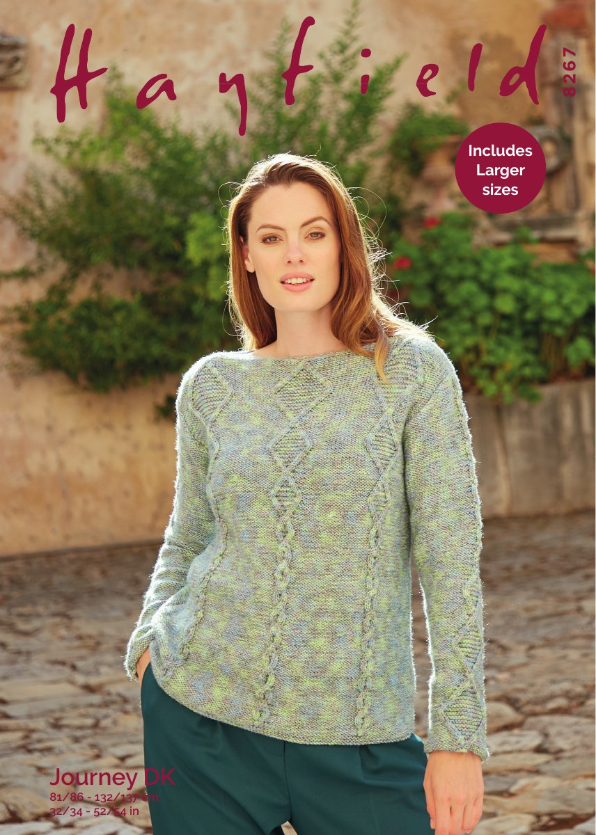 Hayfield 8267 Sweater in Journey DK pattern cover