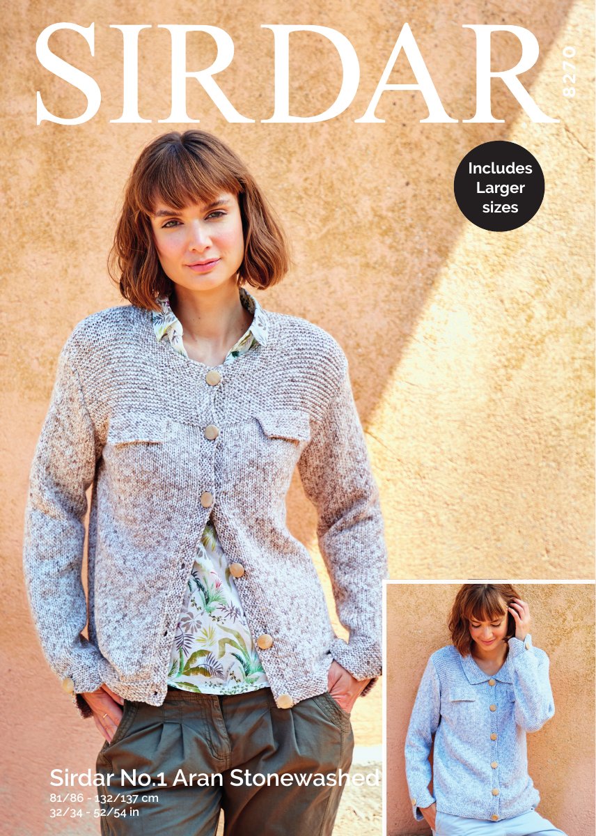 Sirdar 8270 Women's Jacket in No.1 Stonewashed Aran pattern cover
