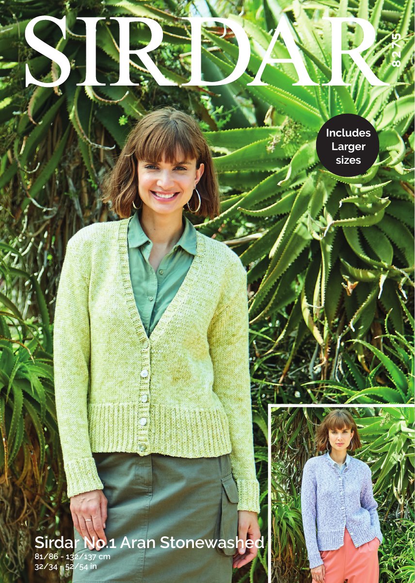 Sirdar 8275 Cardigans in No.1 Stonewashed Aran pattern cover