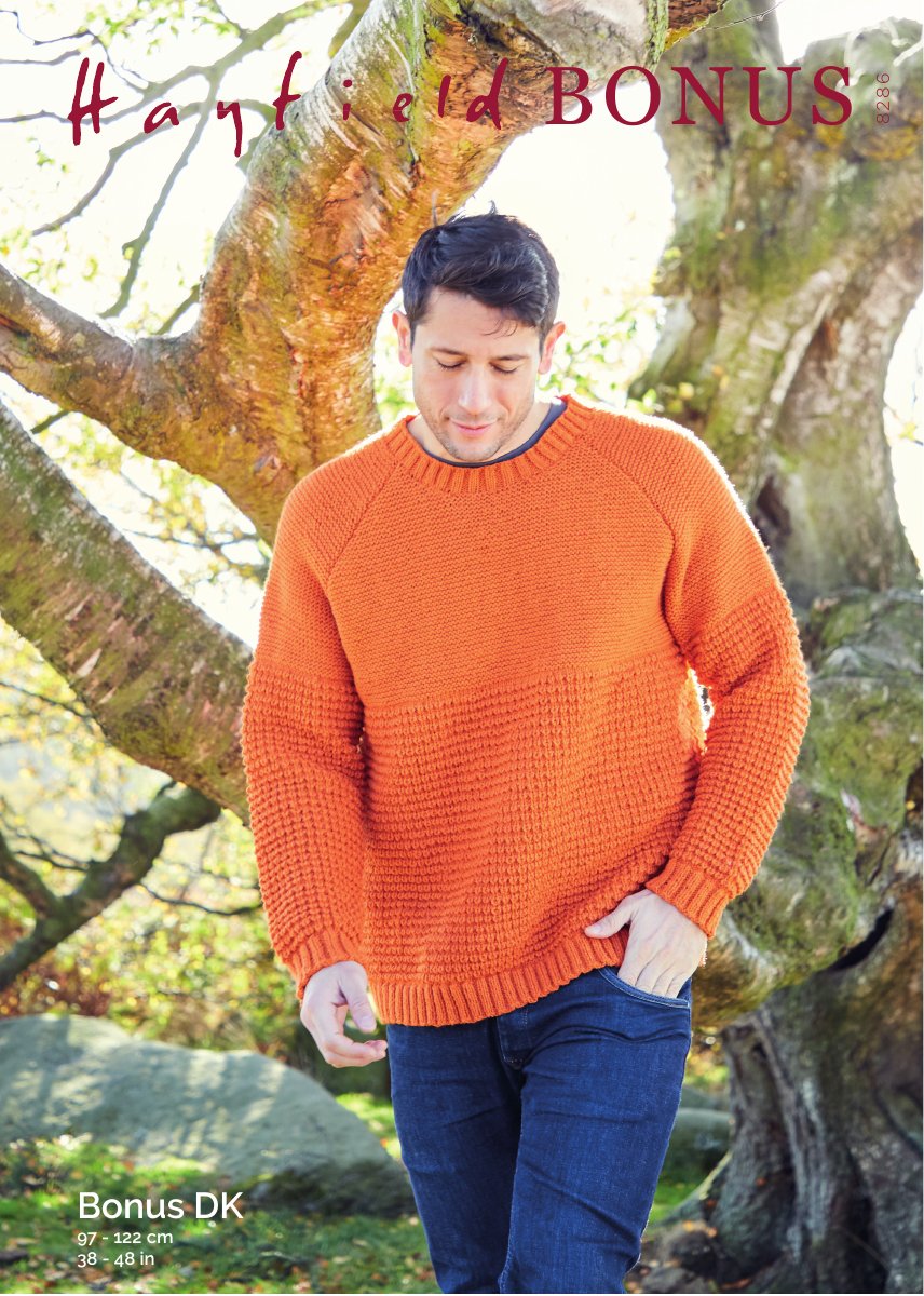 Hayfield 8286 Man's Sweater in Bonus DK pattern cover