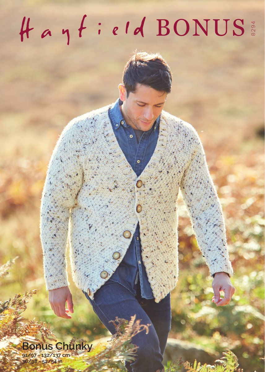 Hayfield 8294 Man's Cardigan in Bonus Chunky pattern cover