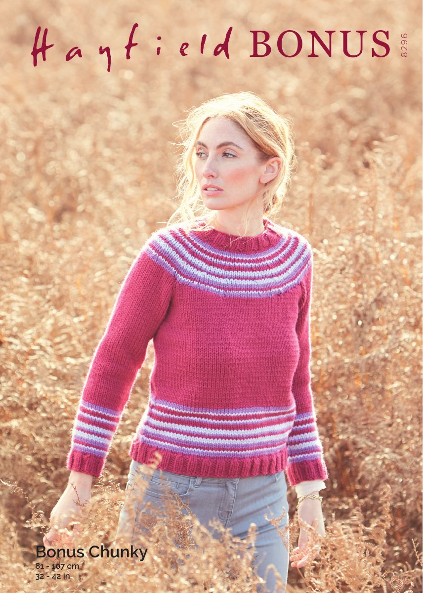Hayfield 8296 Yoke Sweater in Bonus Chunky pattern cover