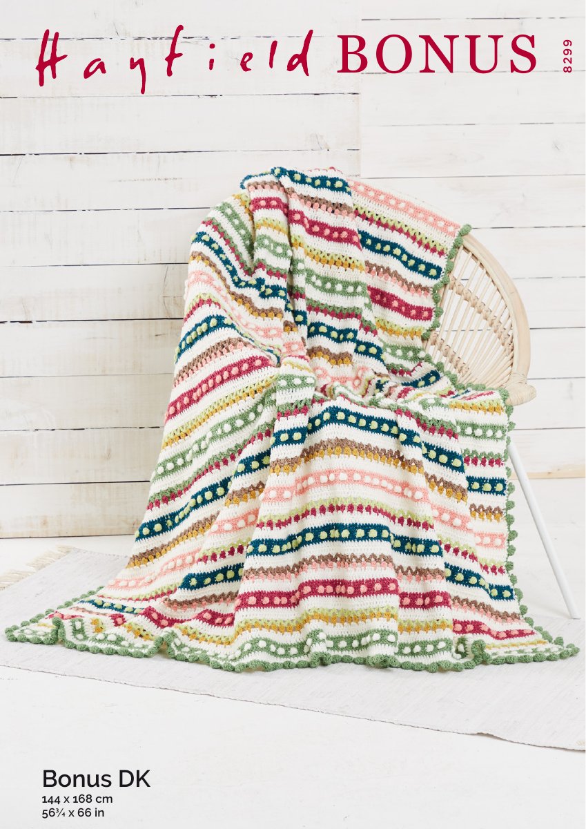 Hayfield 8299 Blanket in Bonus DK pattern cover
