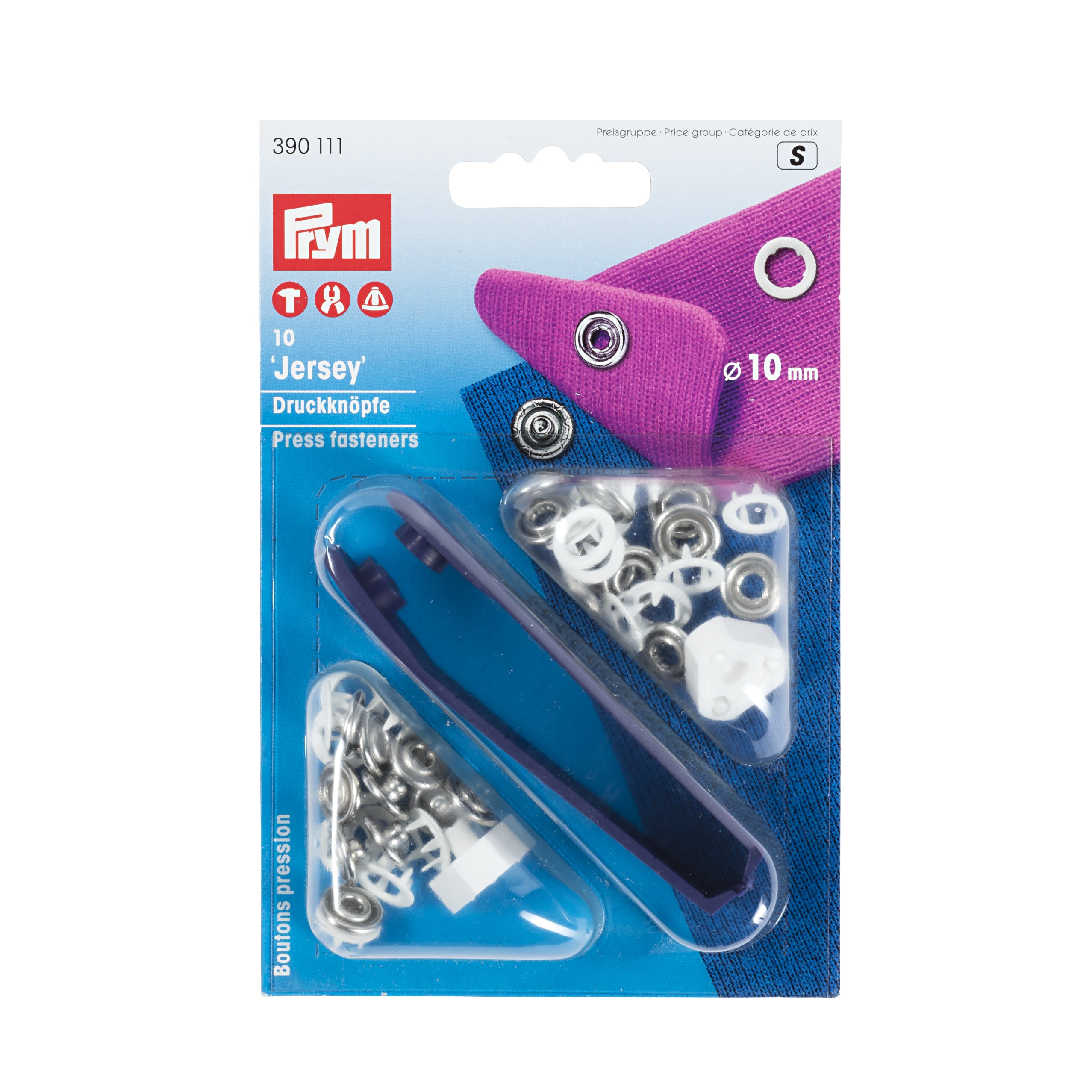 Prym Non-sew press fasteners JERSEY brass pronged ring 10mm - 2 colour options - Image 3