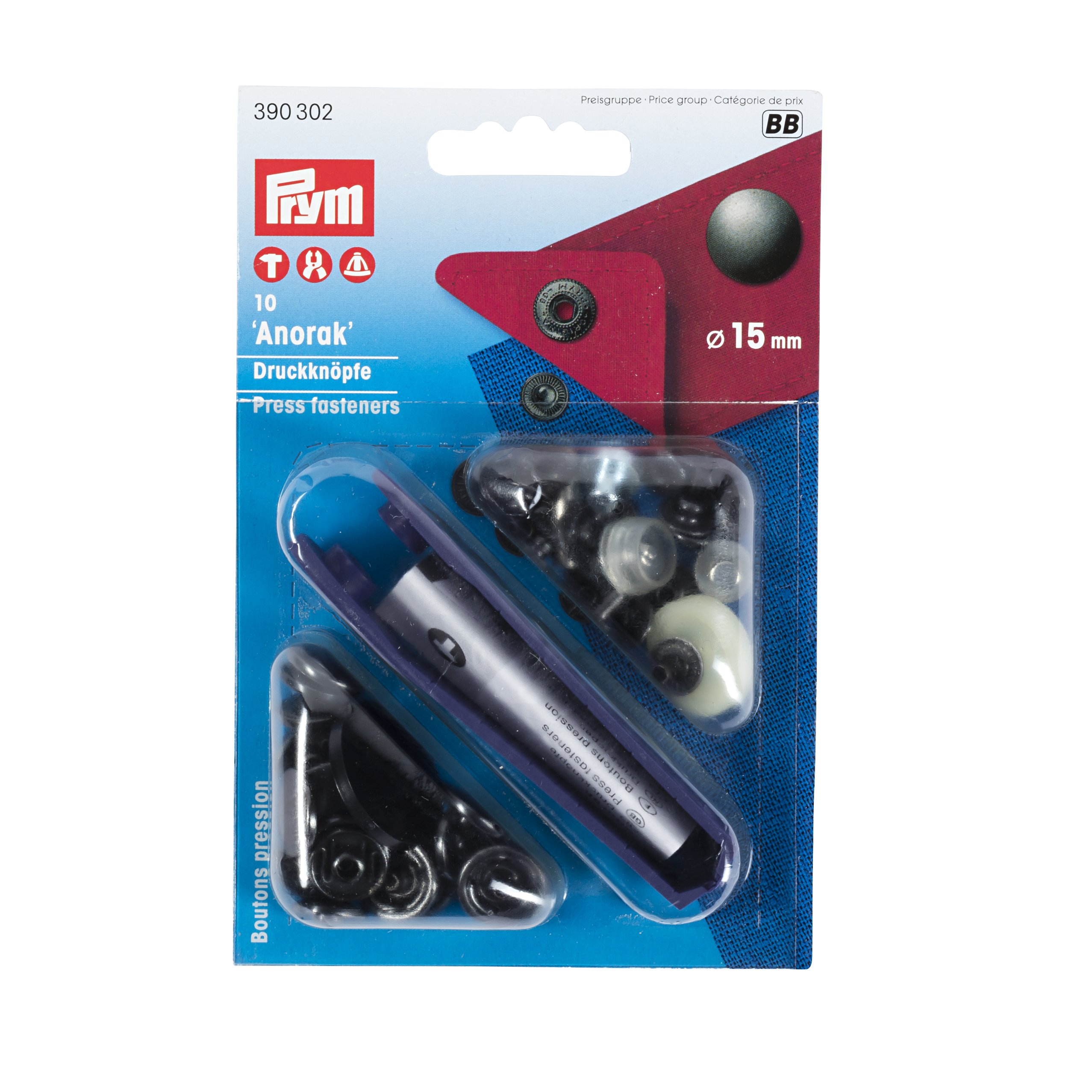 Prym Non-sew fasteners ANORAK brass 15 mm - 8 colour options - Image 6