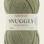 Ball of Sirdar Snuggly DK yarn in pear color