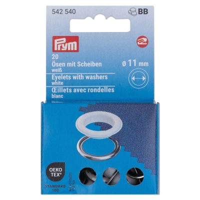 Prym Eyelets with washers, 11 mm, white