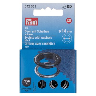 Prym Eyelets with washers, 14 mm, black/silver-coloured