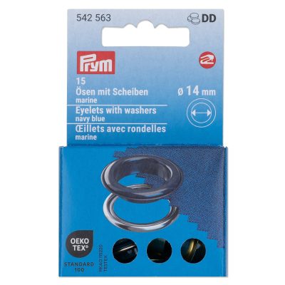 Prym Eyelets with washers, 14 mm, navy blue/silver-coloured