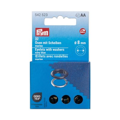 Prym Eyelets with washers, 8 mm navy blue/silver-coloured
