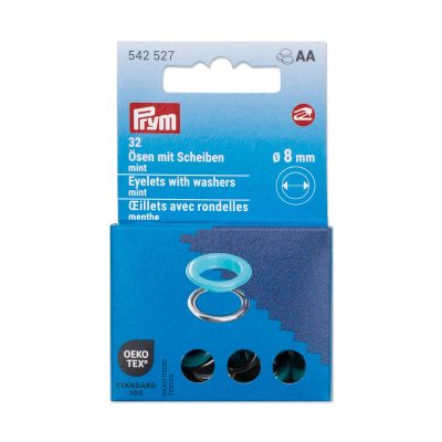 Prym Eyelets with washers, 8 mm, mint/silver-coloured