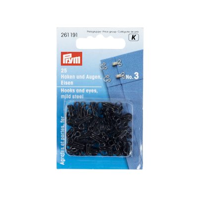 Prym Dress hooks and eyes, size 3, black