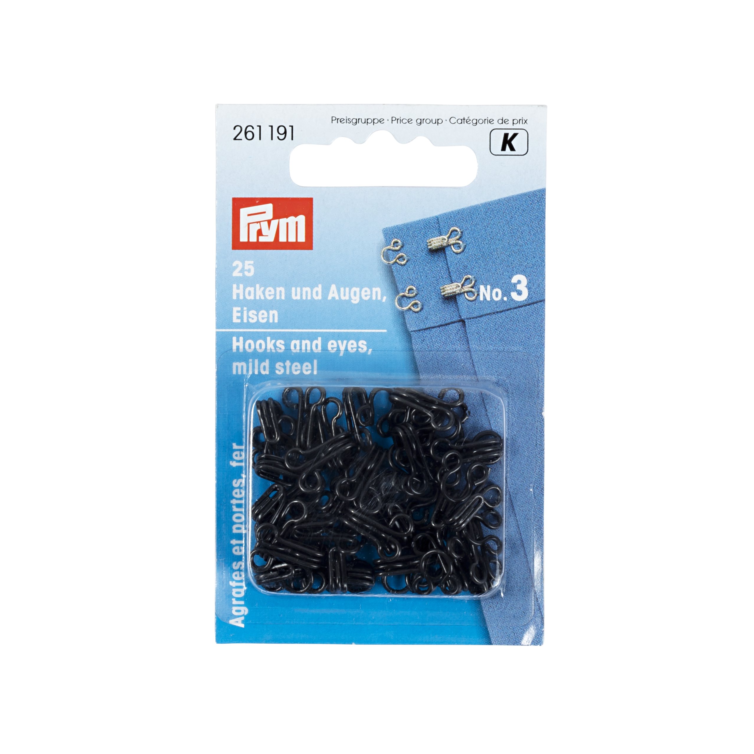 Prym Dress hooks and eyes, size 3, black