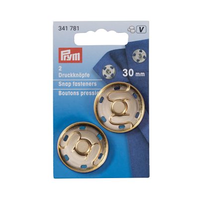 Prym Sew-On Snap Fasteners, New Gold 30mm